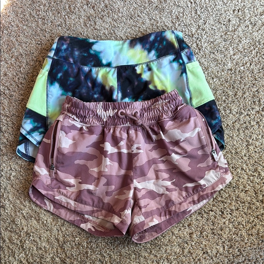 Athleta girls small 7 Pink and Green Active Shorts Lightweight